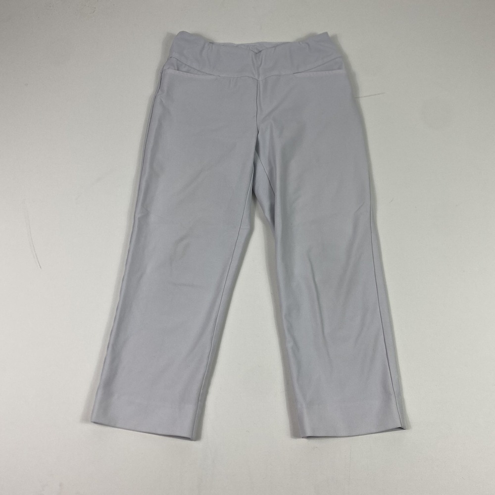 Athleta Pants Womens 12 Gray Straight Leg Pull On Ankle Cropped Stretch Yoga
